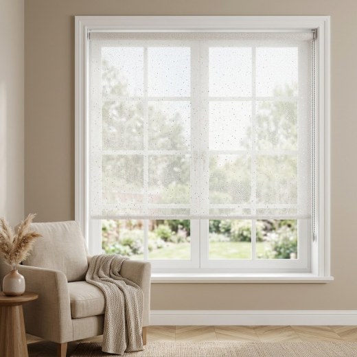 Glitter Voile Roller Blind - Ecru