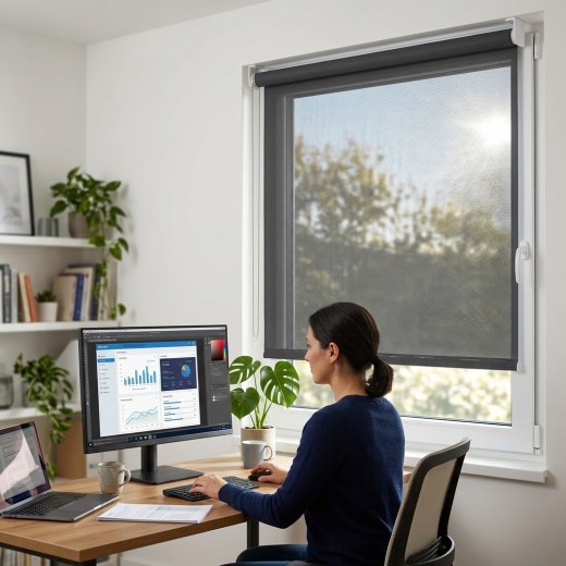 Sunscreen Anti-Glare Office Roller Blind - Dark Grey
