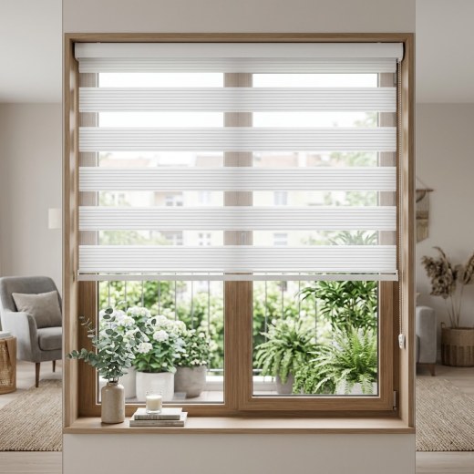Pleated Sheer Zebra Blind - White