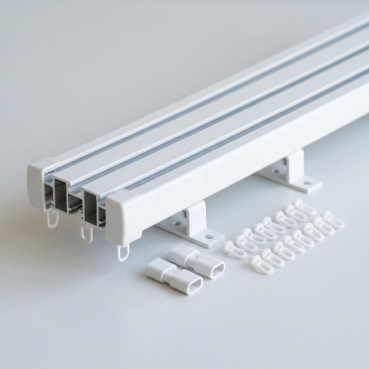 3-Track PVC Curtain Track Set - White