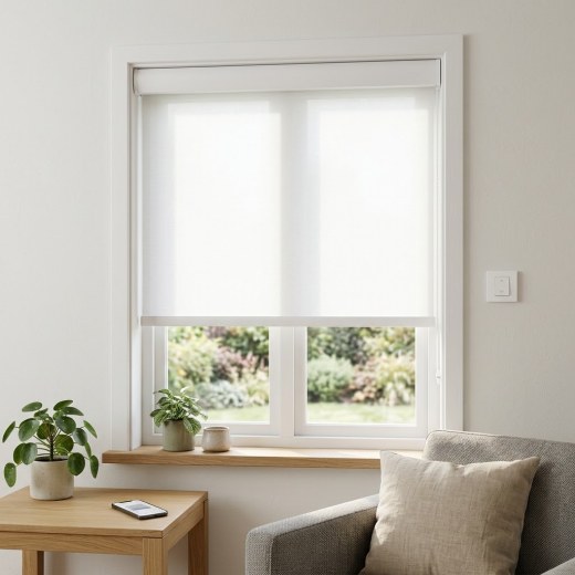 Custom Size Motorized Roller Blind - White