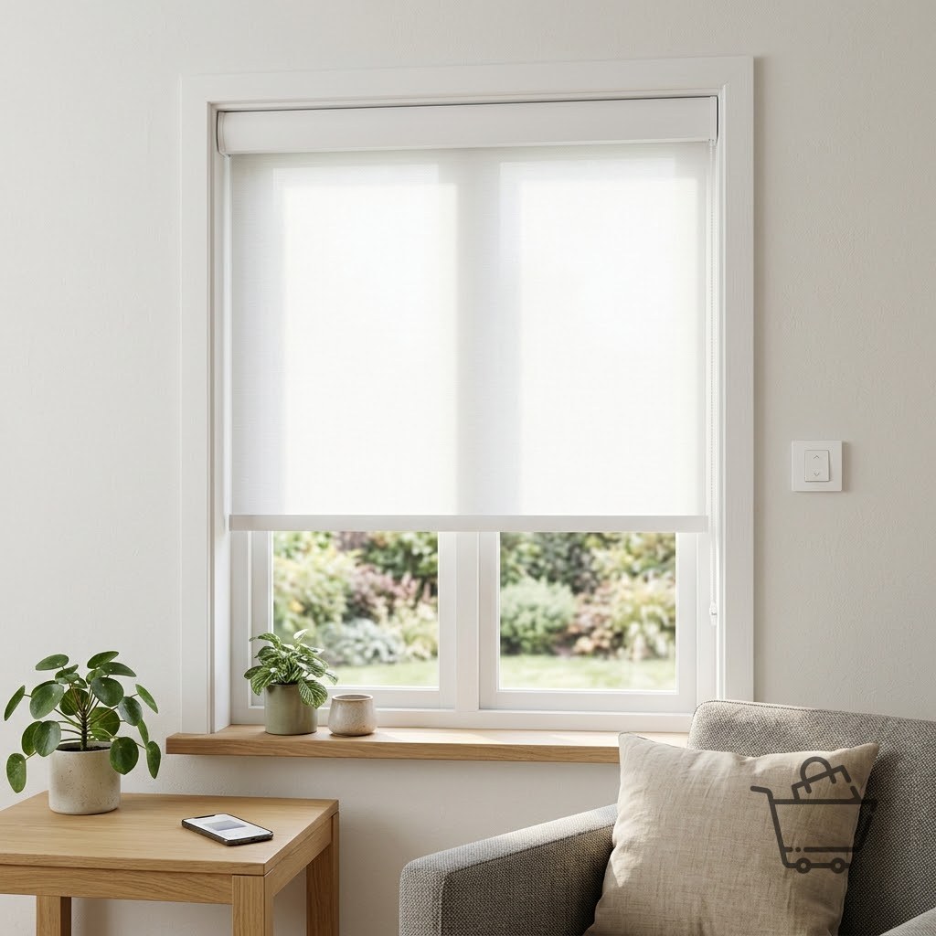 Custom Size Motorized Roller Blind - White