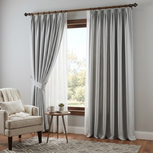 Teflon Coated Stain Resistant Curtain - Light Grey