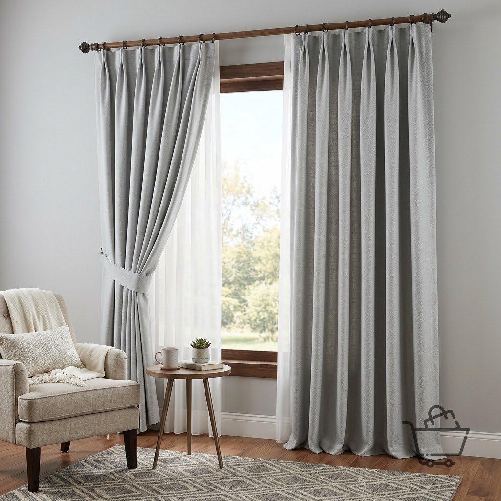 Teflon Coated Stain Resistant Curtain - Light Grey