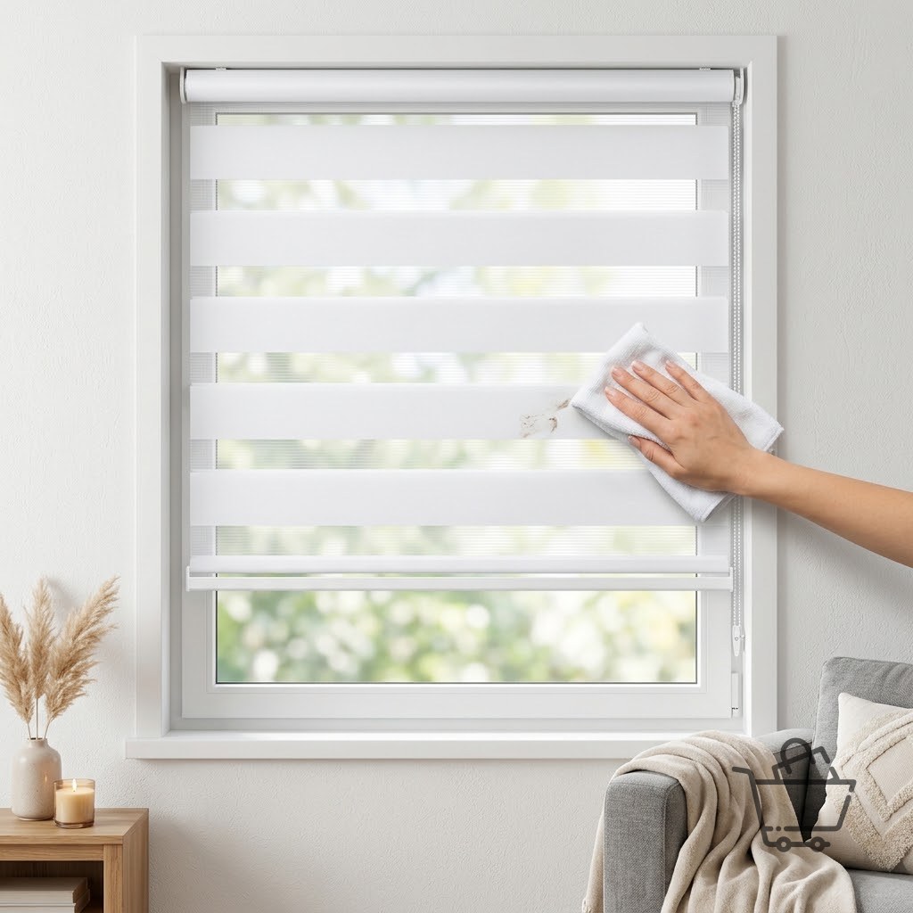 Easy Clean Stain Resistant Zebra Blind - White