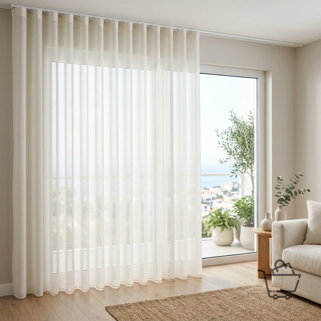 Wave System Sheer Curtain - Ecru