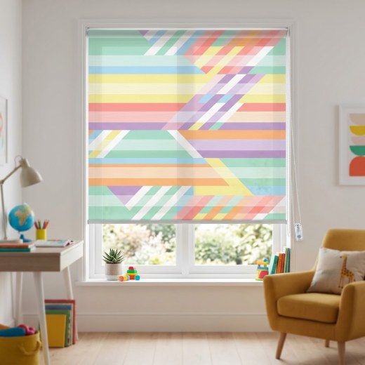 Pastel Geometric Striped Zebra Blind - Multi