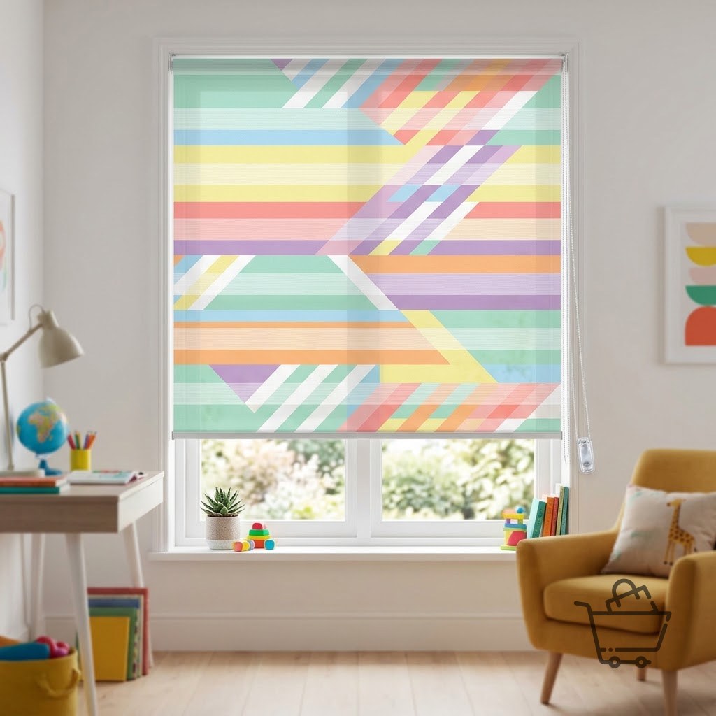 Pastel Geometric Striped Zebra Blind - Multi