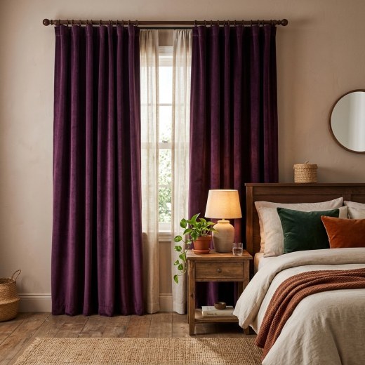 Velvet Damson Bedroom Backdrop Curtain