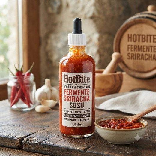 HotBite Acı Biber ve Sarımsaklı Fermente Sriracha Sosu