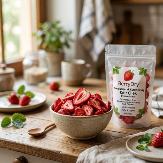 BerryDry Dondurularak Kurutulmuş Çıtır Çilek (Freeze-Dried)