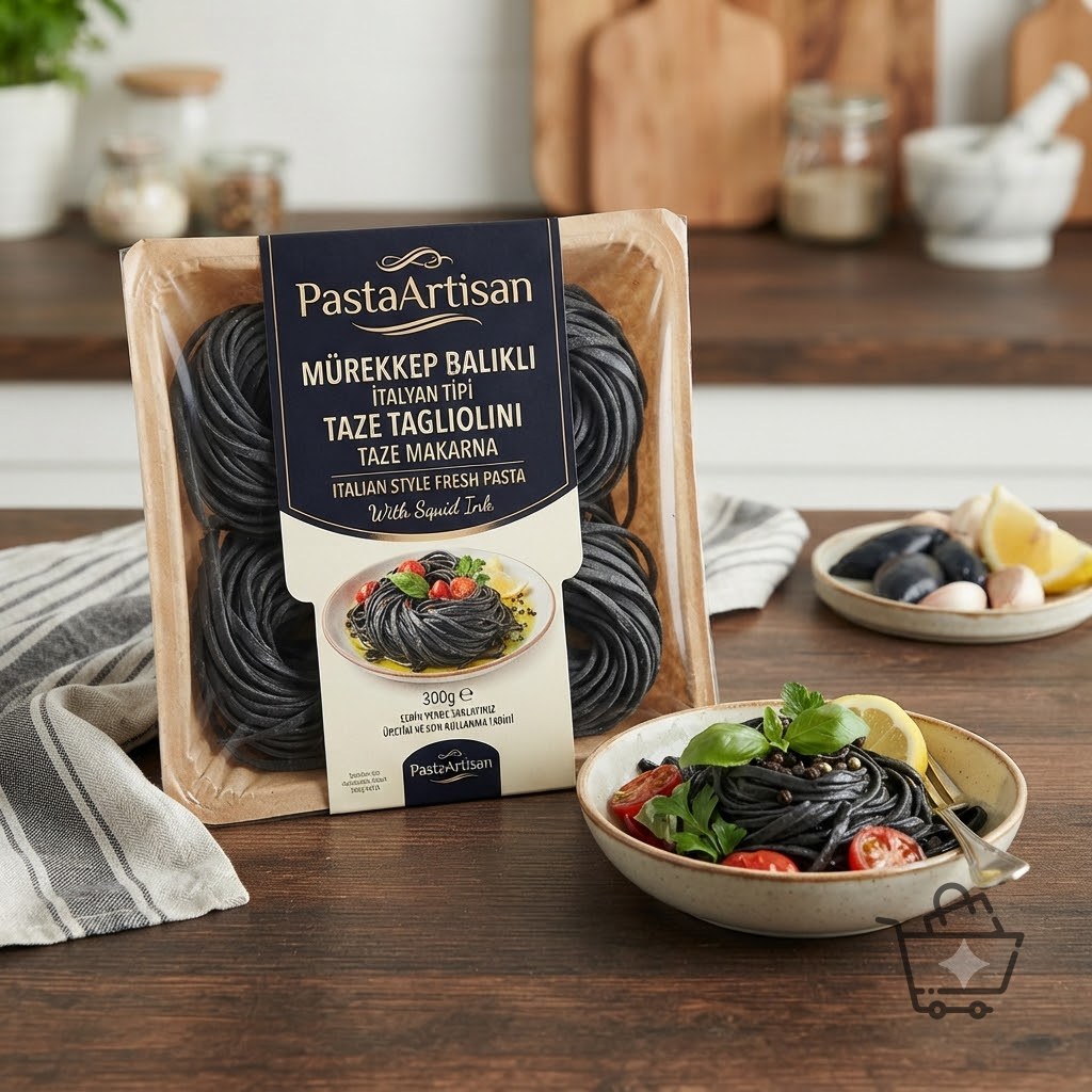 PastaArtisan Mürekkep Balıklı (Black) İtalyan Tipi Taze Tagliolini