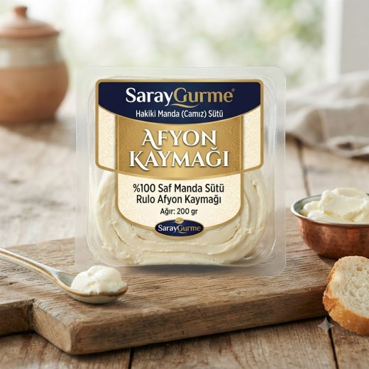 SarayGurme Hakiki Manda (Camız) Sütü Afyon Kaymağı
