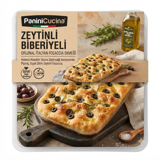 PaniniCucina Zeytinli ve Biberiyeli İtalyan Focaccia Ekmeği
