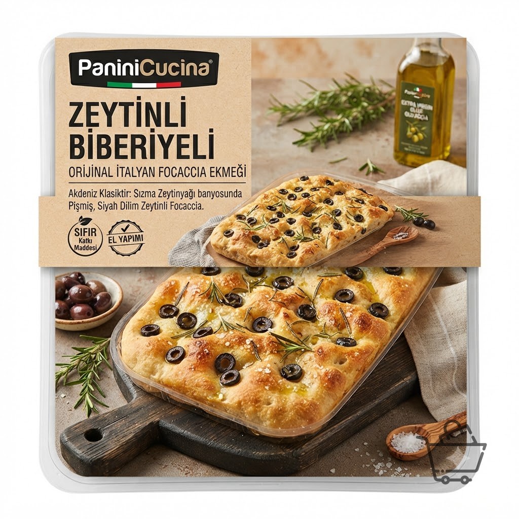 PaniniCucina Zeytinli ve Biberiyeli İtalyan Focaccia Ekmeği