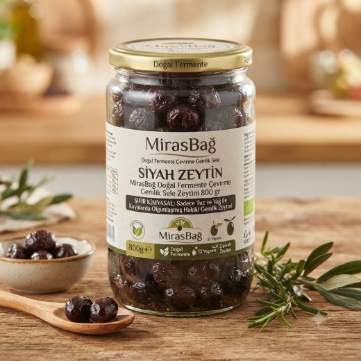 MirasBağ Doğal Fermente Çevirme Gemlik Sele Siyah Zeytin