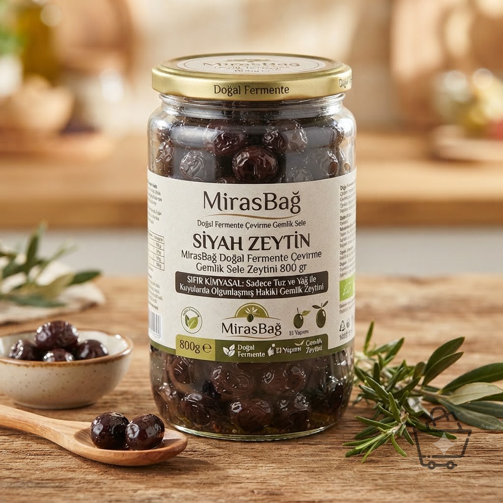 MirasBağ Doğal Fermente Çevirme Gemlik Sele Siyah Zeytin
